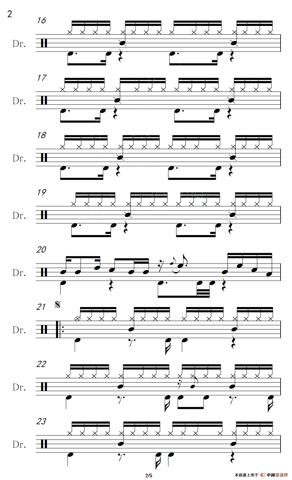 一万个理由（架子鼓谱）