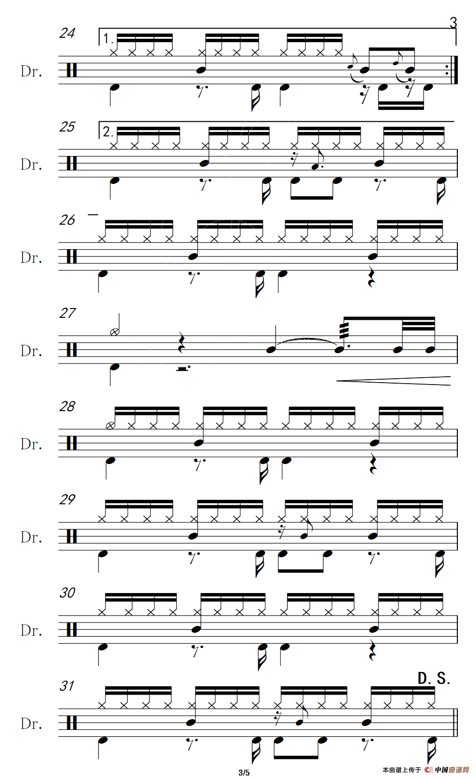 一万个理由（架子鼓谱）