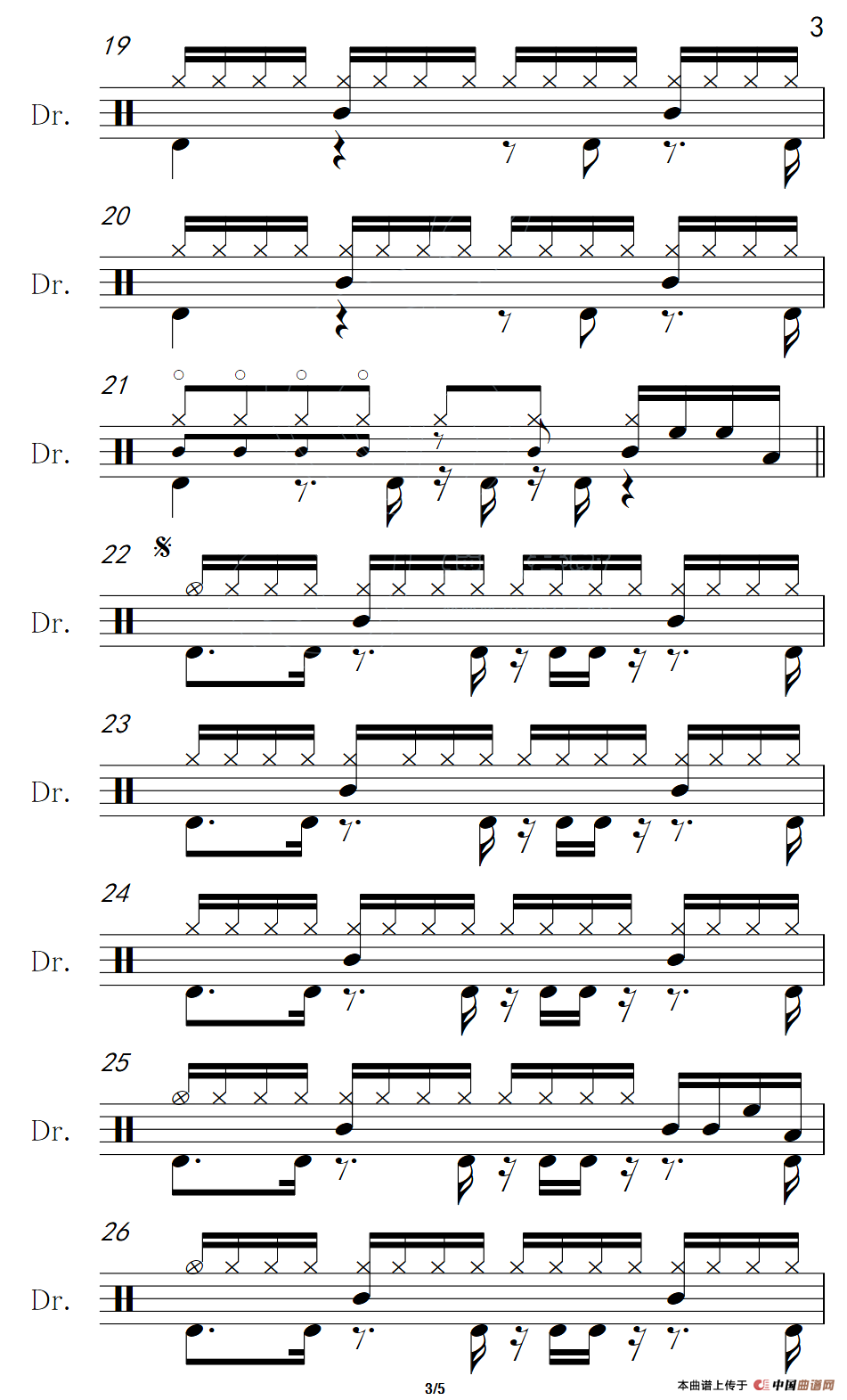 绽放（架子鼓谱）