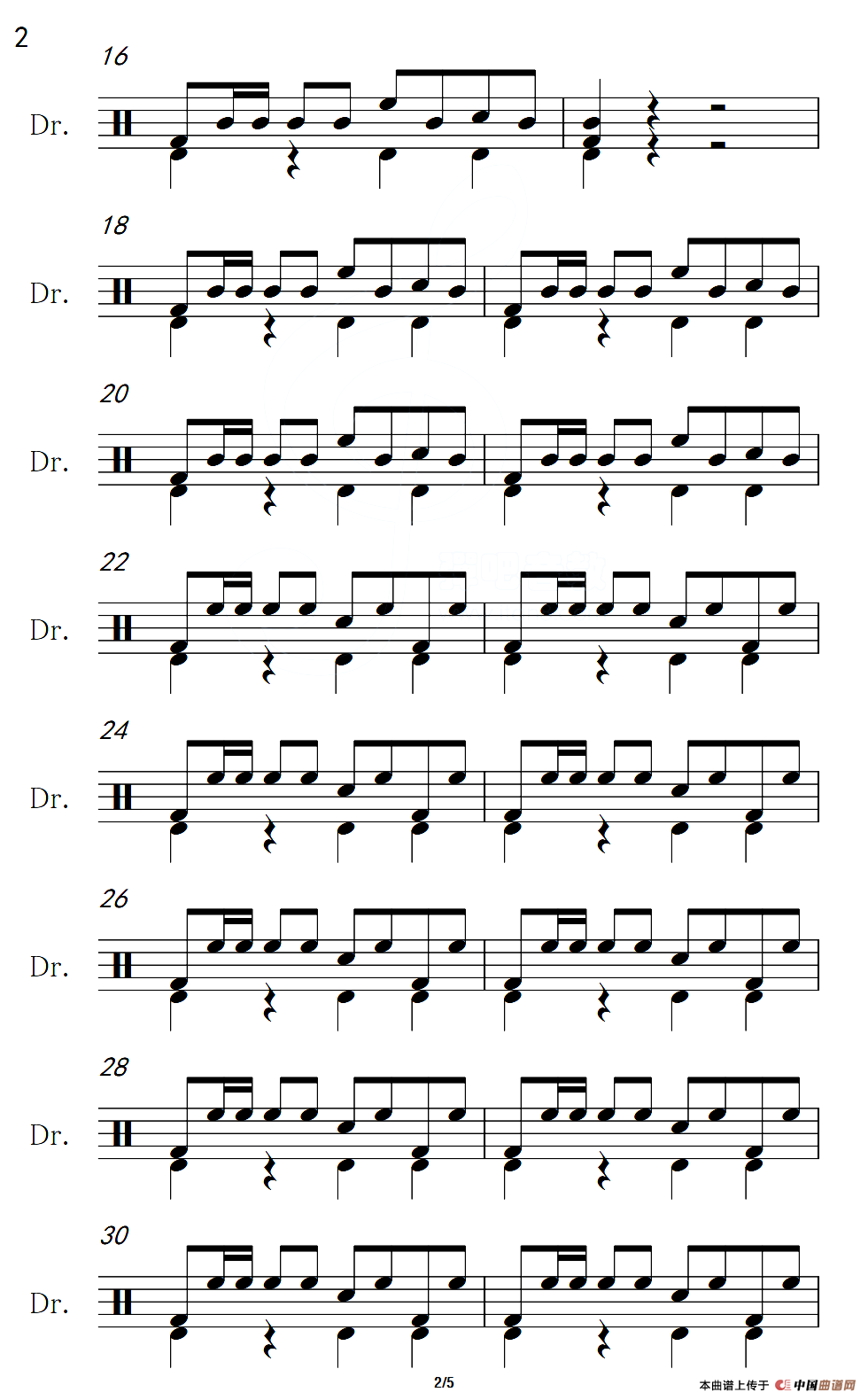 [美]伤感的电影（架子鼓谱）