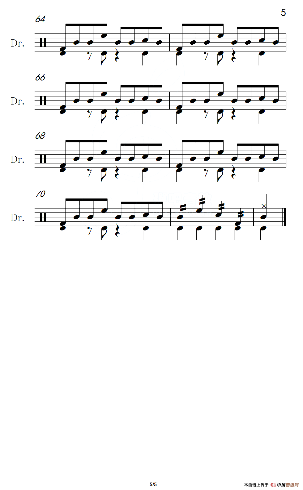 [美]伤感的电影（架子鼓谱）