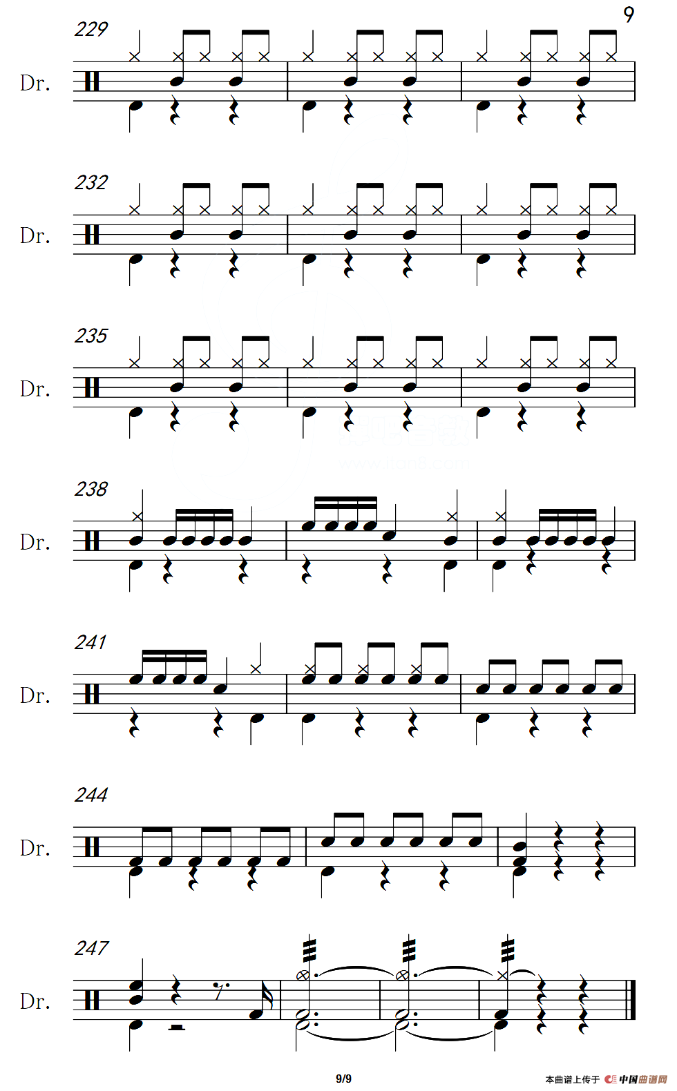 [法]溜冰圆舞曲（架子鼓谱）