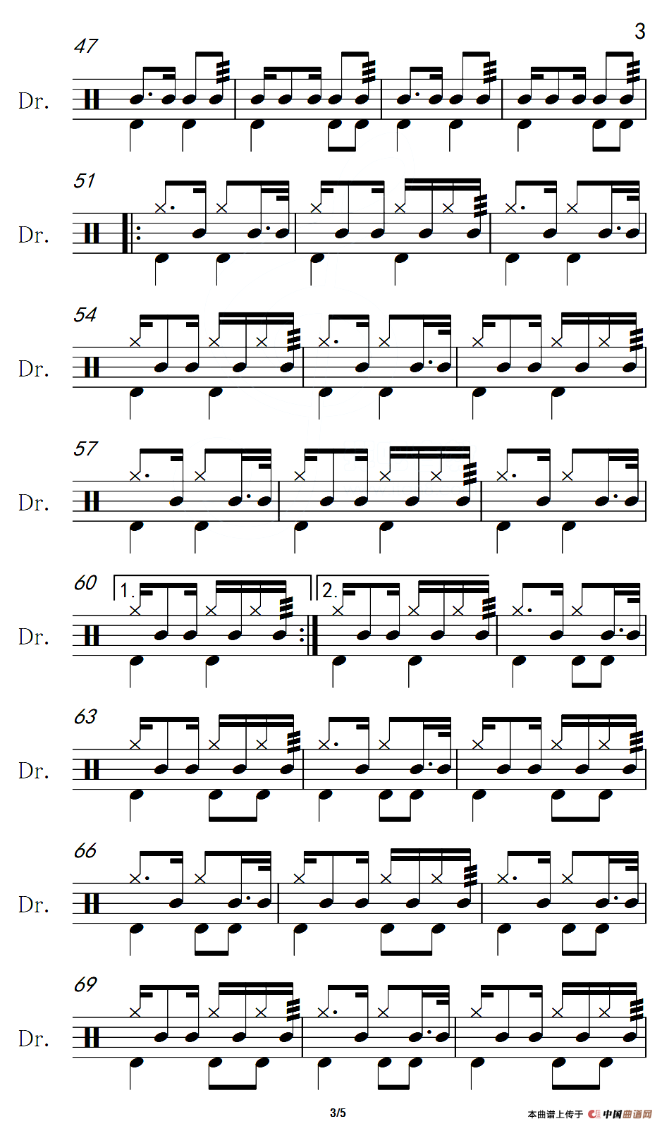 [墨]鸽子（架子鼓谱）