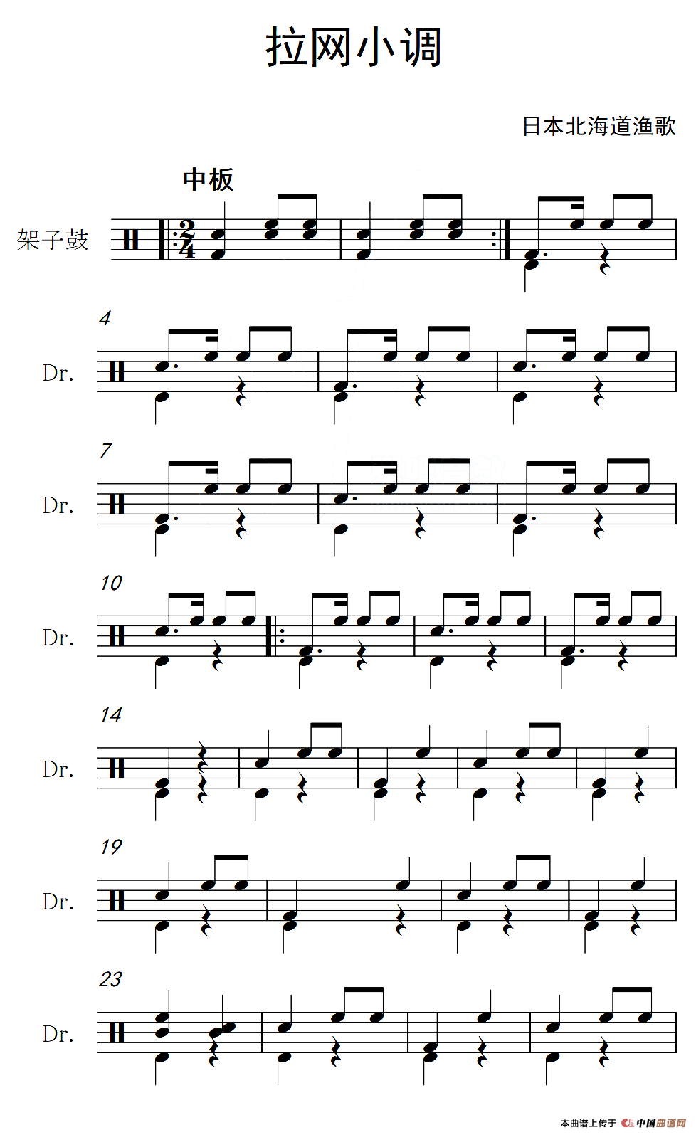 [日]拉网小调（架子鼓谱）