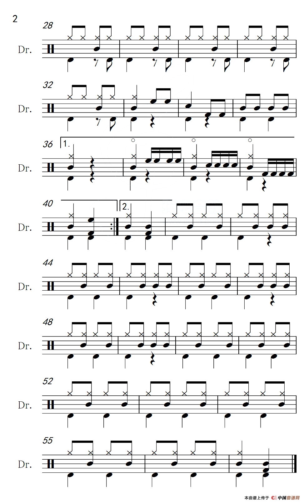 [苏]红莓花儿开（架子鼓谱）