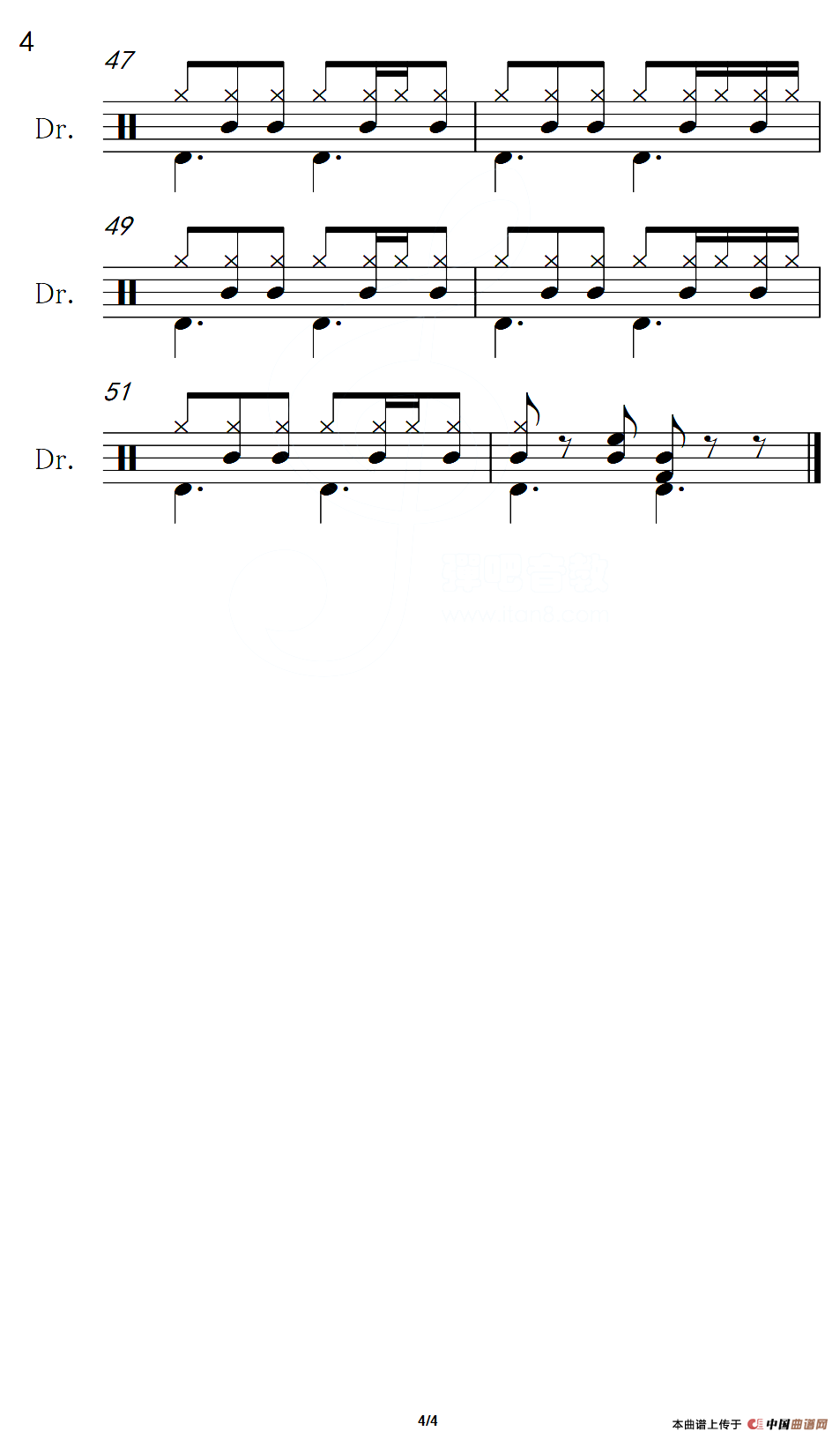 情深意长（架子鼓谱）