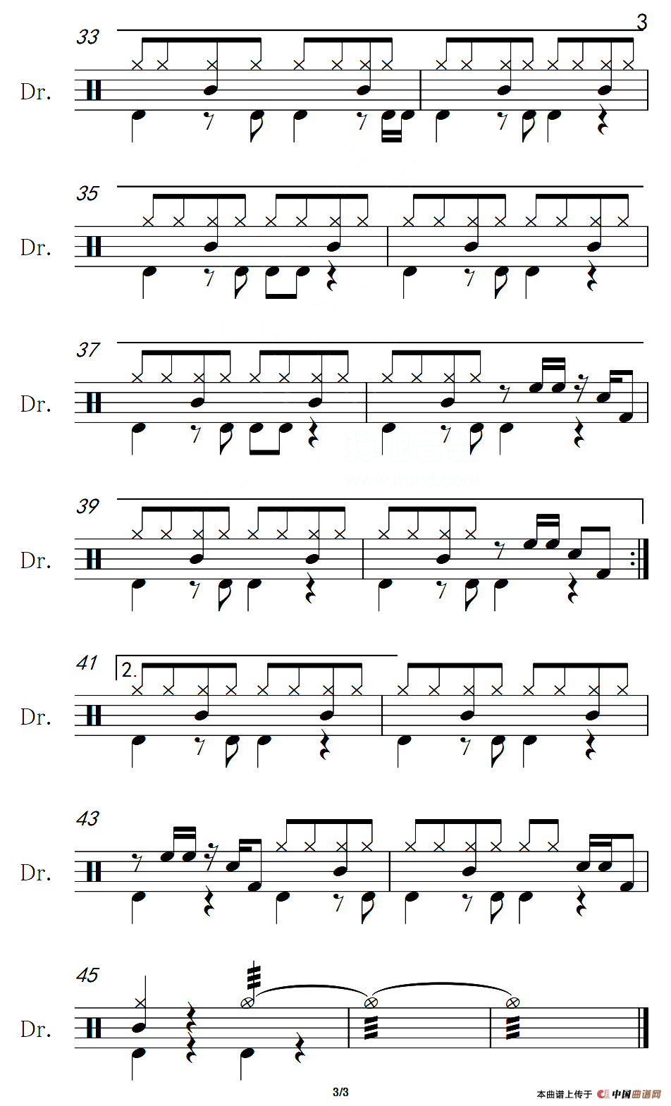 谁不说俺家乡好（架子鼓谱）