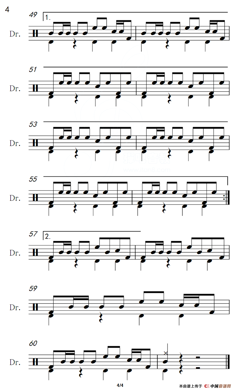 阿里山的姑娘（架子鼓谱）