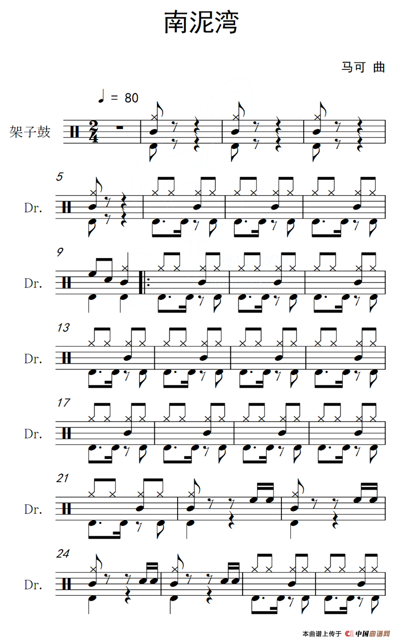 南泥湾（架子鼓谱）