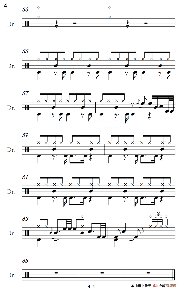 何日君再来（架子鼓谱）