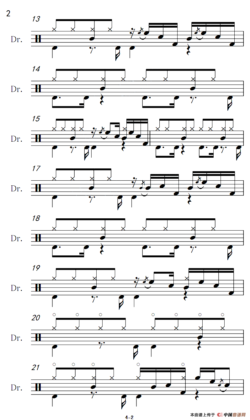 弯弯的月亮（架子鼓谱）