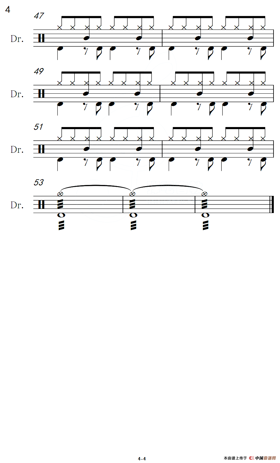 掌声响起来（架子鼓谱）