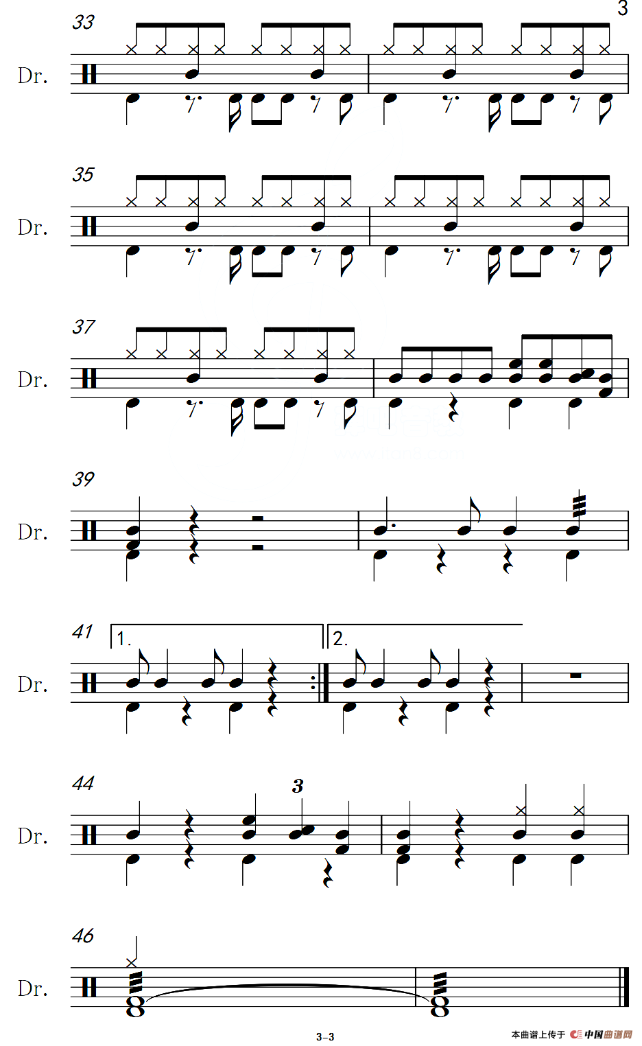 昨夜星辰（架子鼓谱）