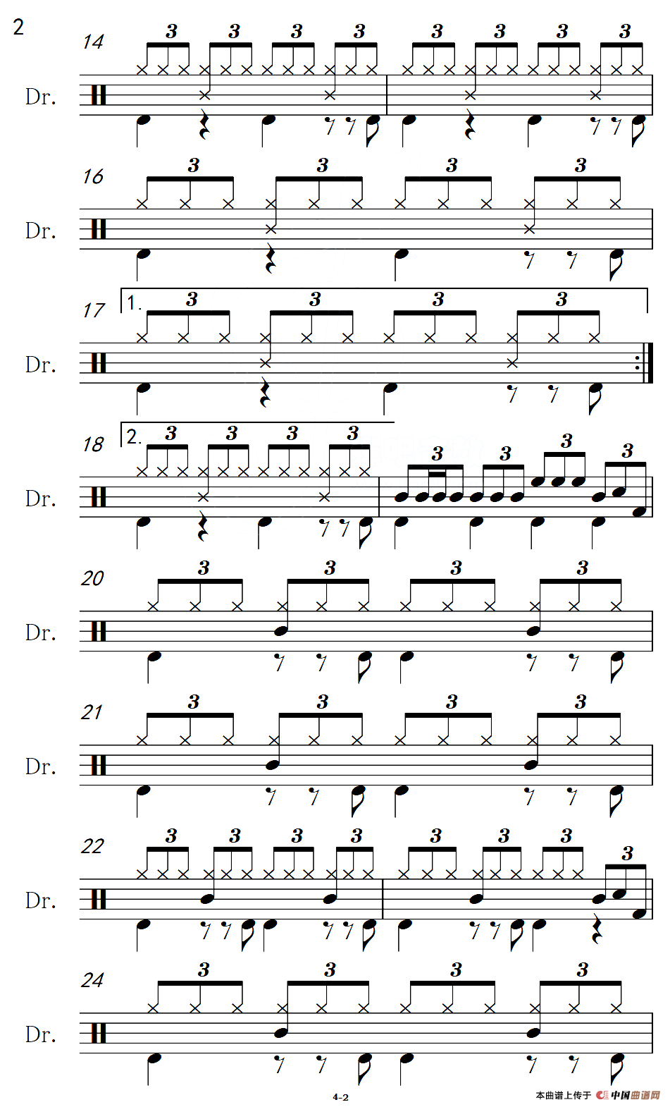 当我想你的时候（架子鼓谱）