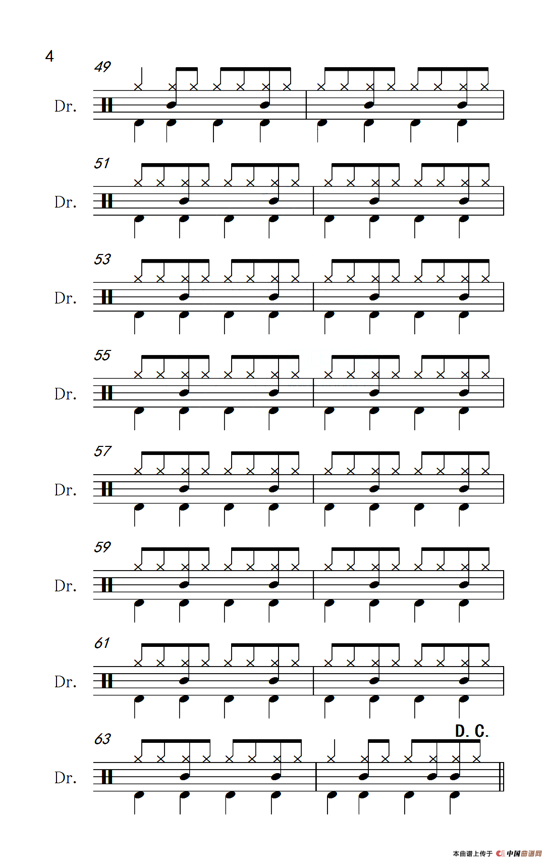 日不落（架子鼓谱）