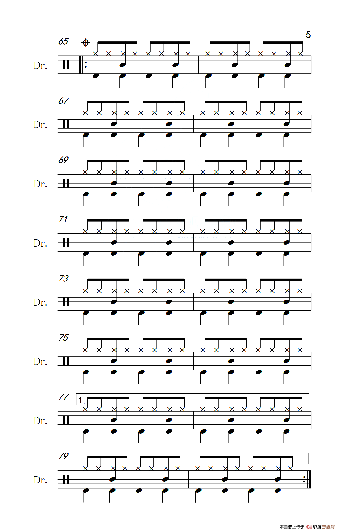 日不落（架子鼓谱）