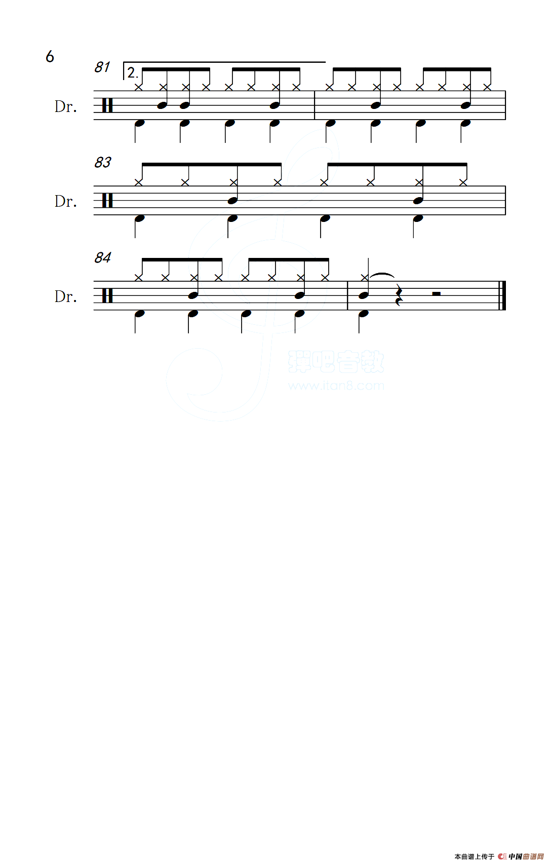 日不落（架子鼓谱）