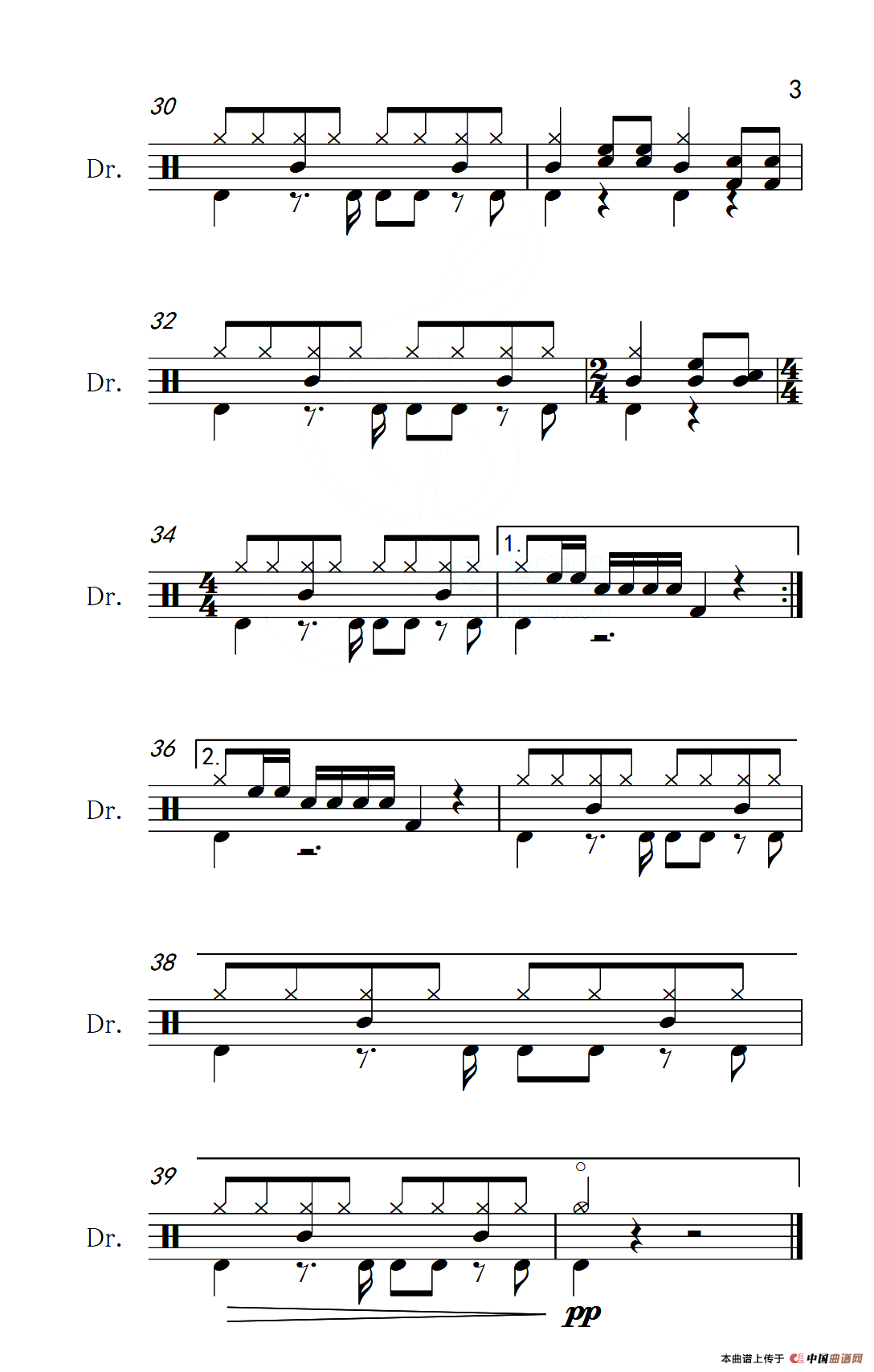 外婆的澎湖湾（架子鼓谱）