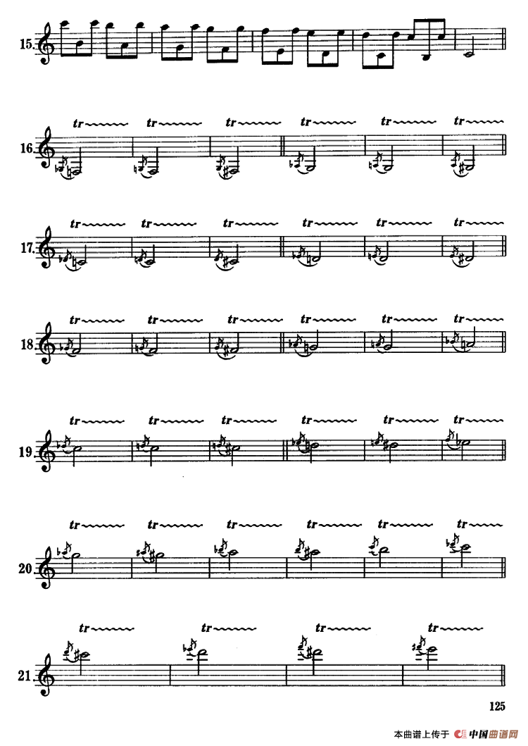 单簧管日常指法练习21条