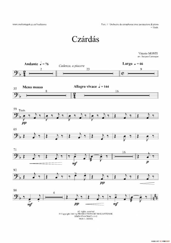 Czardas 查尔达斯（15重奏）（5副打击乐）