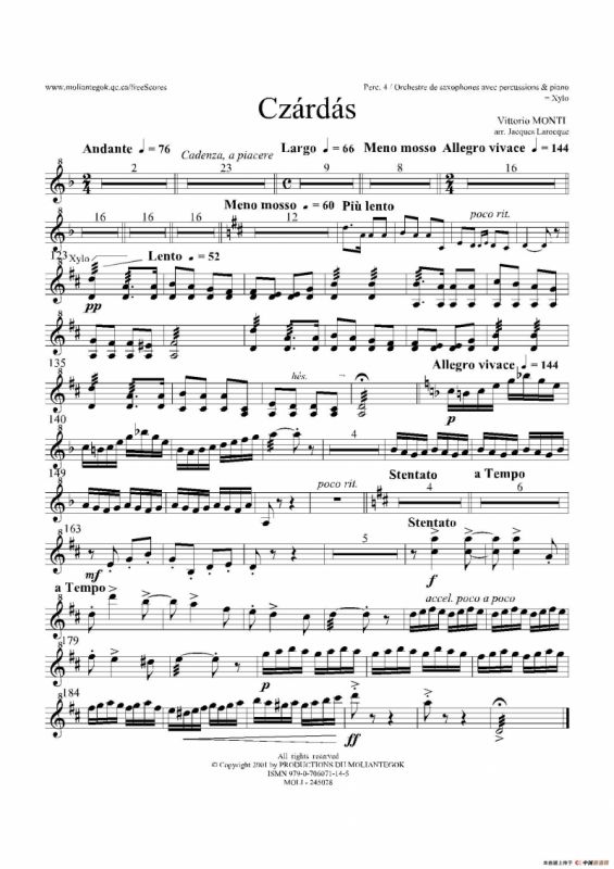 Czardas 查尔达斯（15重奏）（5副打击乐）