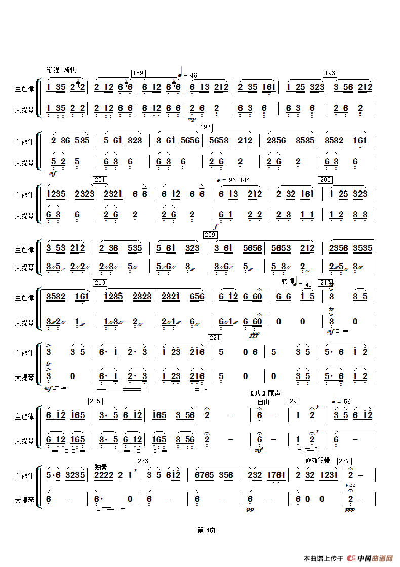 春江花月夜（主旋律与大提琴分谱）