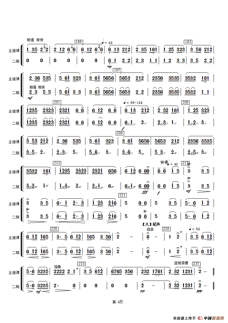 春江花月夜（主旋律与二胡分谱）