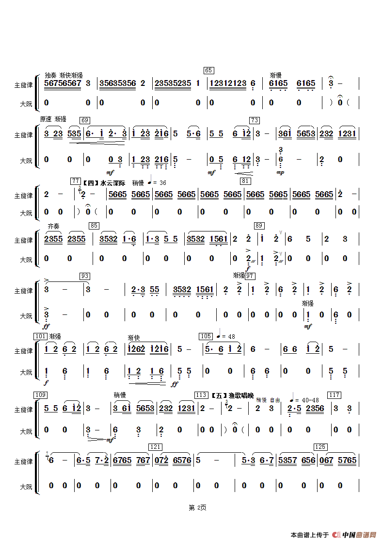 春江花月夜（主旋律与大阮分谱）