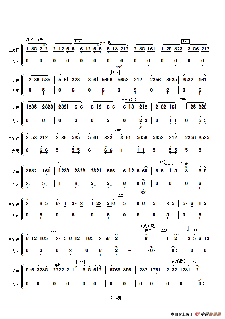 春江花月夜（主旋律与大阮分谱）