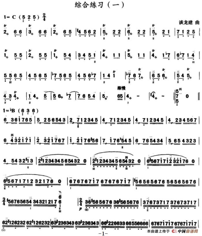 三弦综合练习曲（简谱）