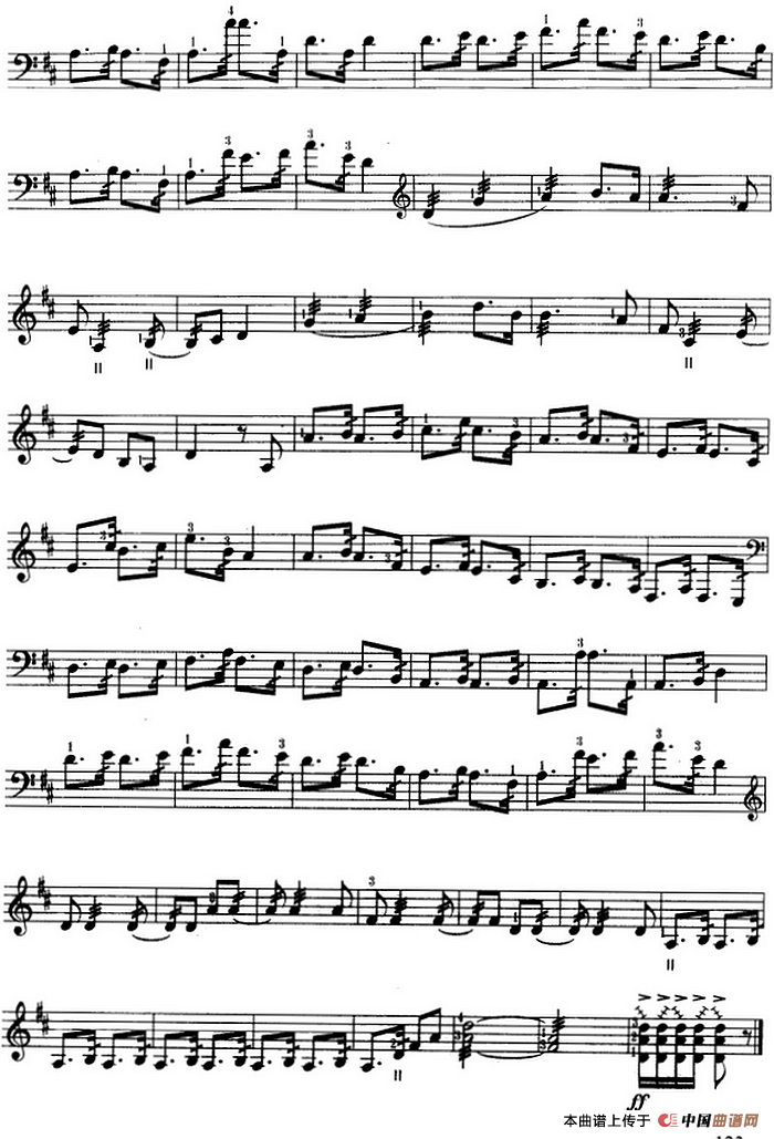 三弦短滚奏练习曲（五线谱）