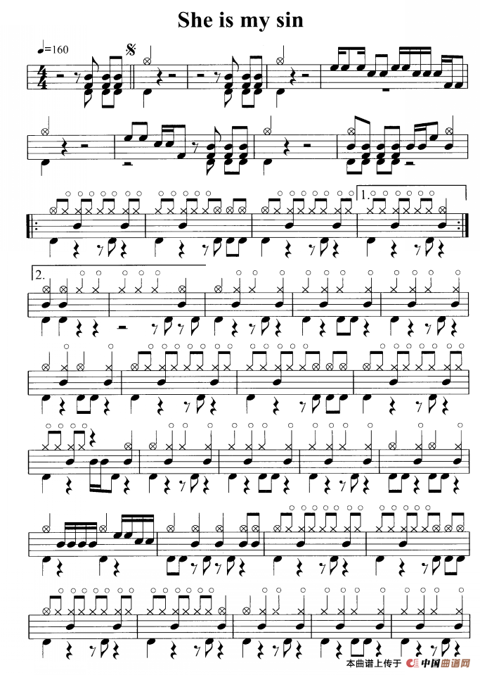 She is my sin（鼓谱）