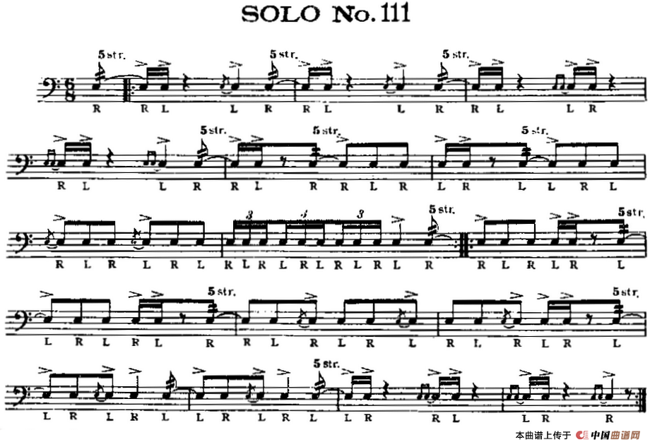 美国军鼓 SOLO No.111-115（爵士鼓谱）