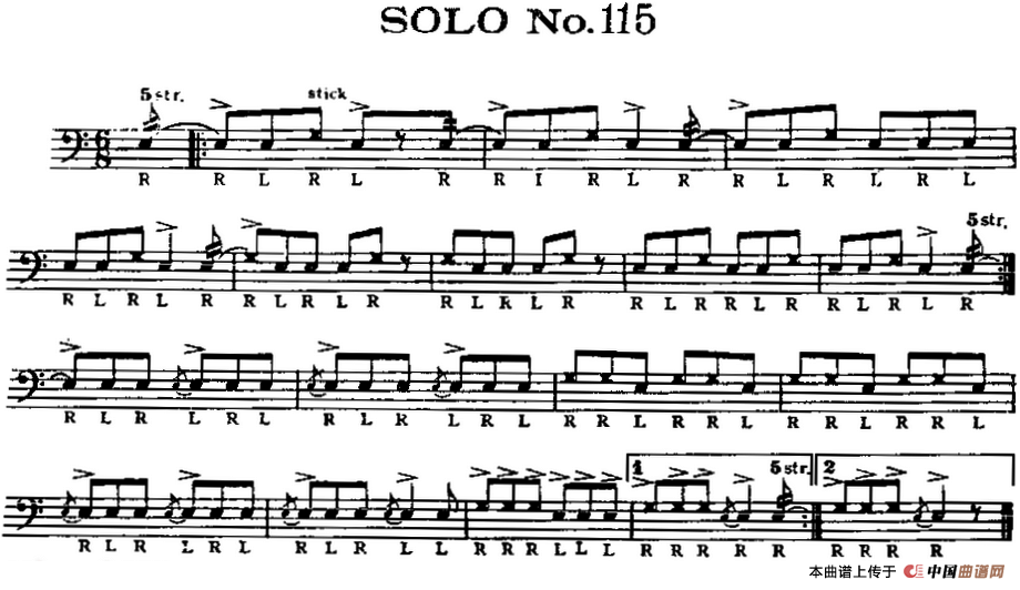美国军鼓 SOLO No.111-115（爵士鼓谱）