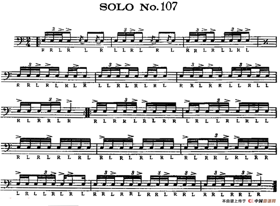 美国军鼓 SOLO No.106-110（爵士鼓谱）
