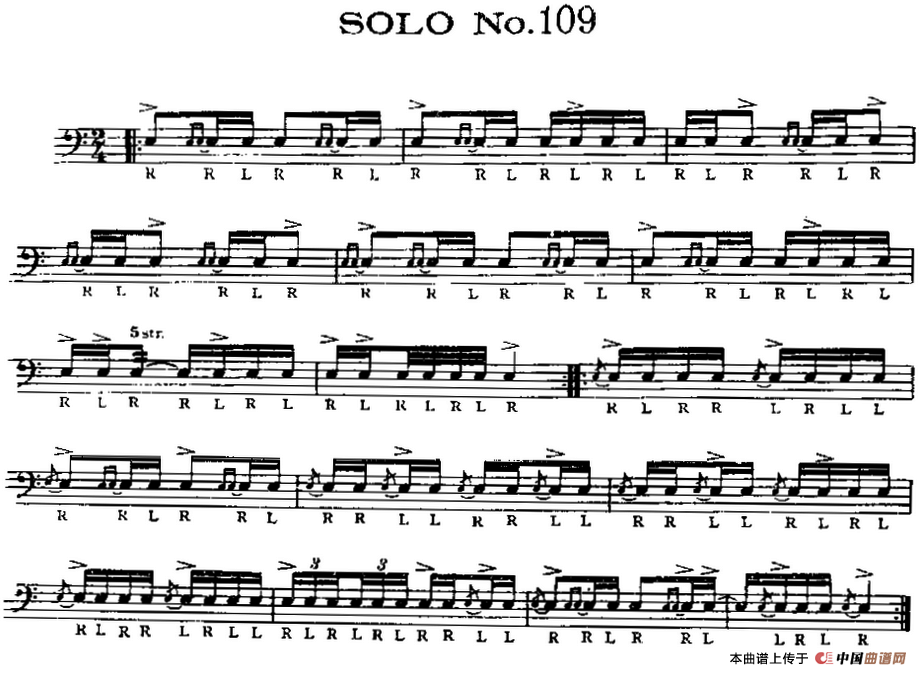 美国军鼓 SOLO No.106-110（爵士鼓谱）