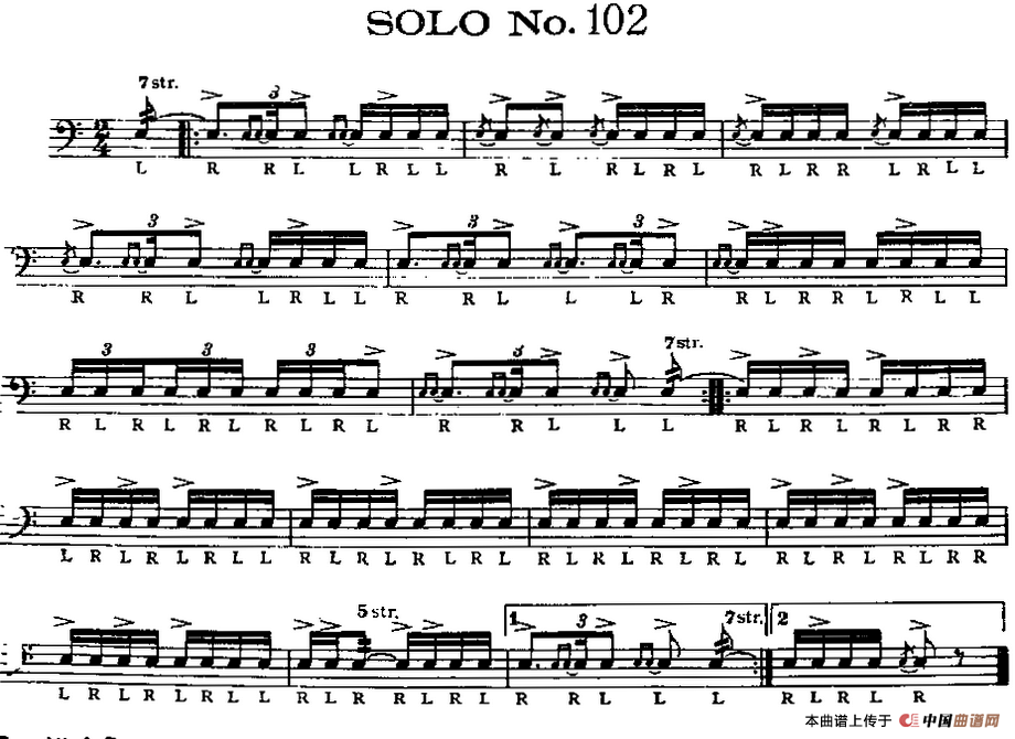 美国军鼓 SOLO No.101-105（爵士鼓谱）