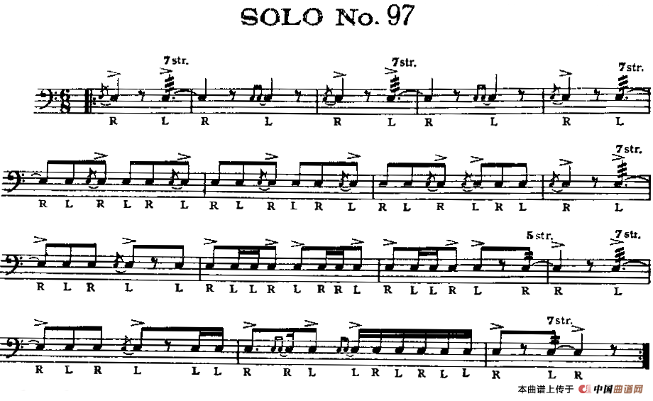 美国军鼓 SOLO No.96-100（爵士鼓谱）