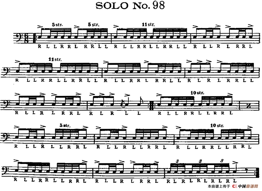 美国军鼓 SOLO No.96-100（爵士鼓谱）