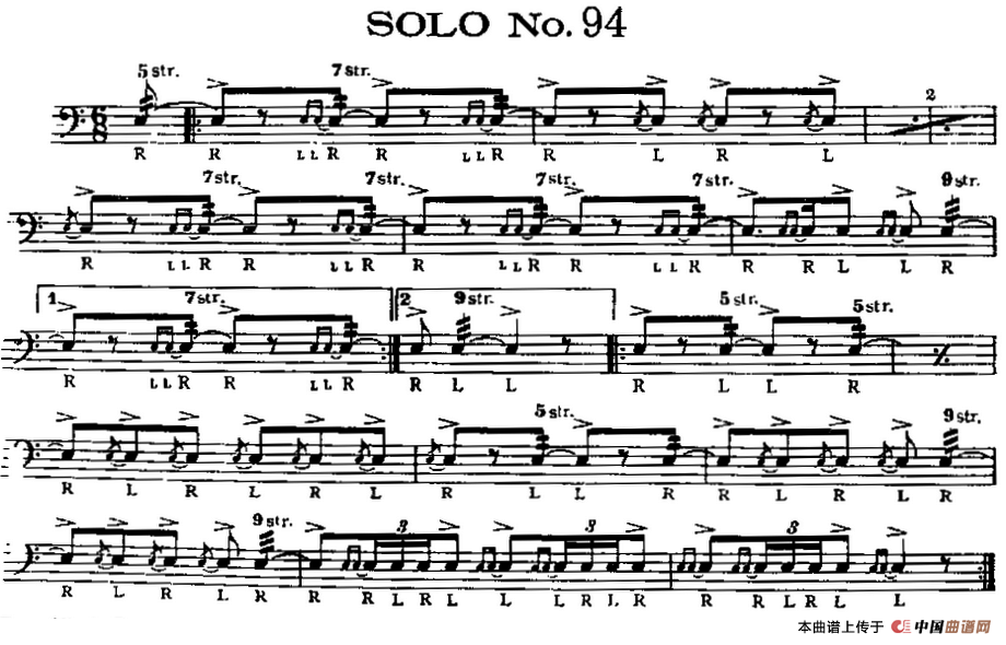美国军鼓 SOLO No.91-95（爵士鼓谱）