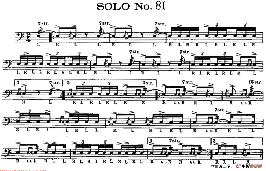 美国军鼓 SOLO No.81-85（爵士鼓谱）
