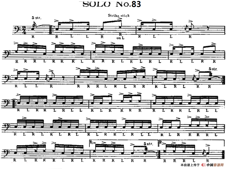 美国军鼓 SOLO No.81-85（爵士鼓谱）
