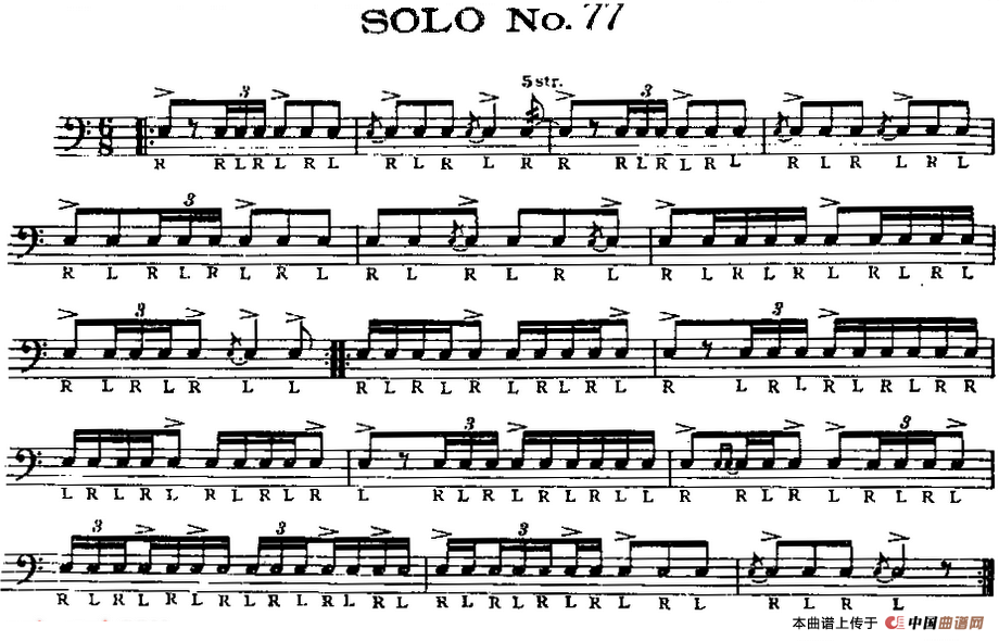 美国军鼓 SOLO No.76-80（爵士鼓谱）