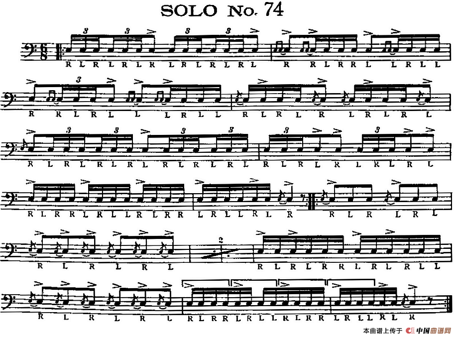 美国军鼓 SOLO No.71-75（爵士鼓谱）