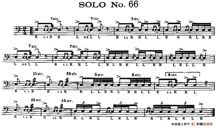 美国军鼓 SOLO No.66-70（爵士鼓谱）
