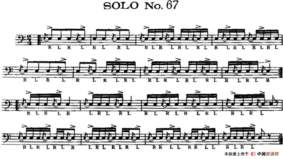 美国军鼓 SOLO No.66-70（爵士鼓谱）