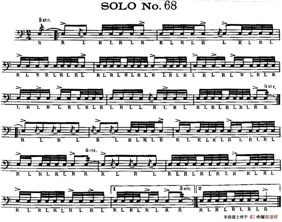 美国军鼓 SOLO No.66-70（爵士鼓谱）
