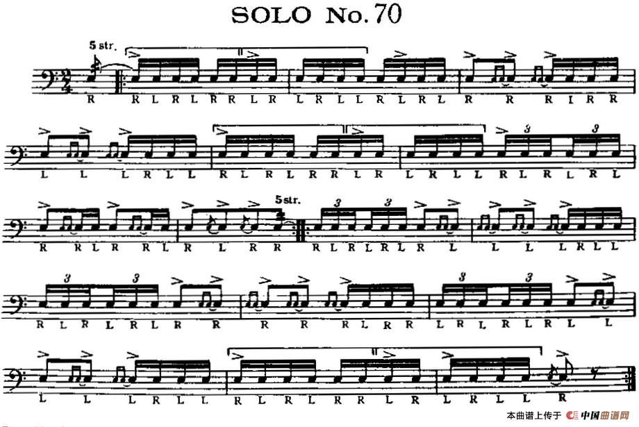 美国军鼓 SOLO No.66-70（爵士鼓谱）