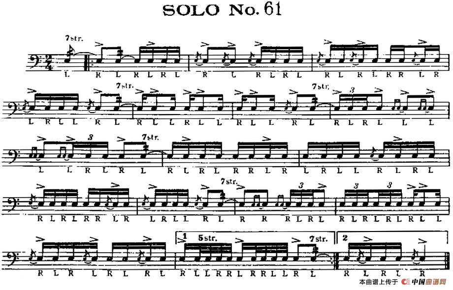 美国军鼓 SOLO No.61-65（爵士鼓谱）