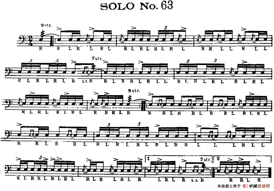 美国军鼓 SOLO No.61-65（爵士鼓谱）